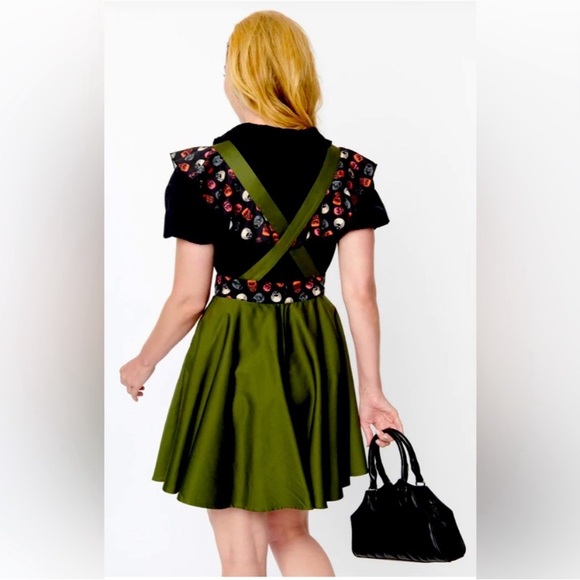 Universal Monsters Green Pinafore Dress size Large Unique Vintage - Picture 3 of 4